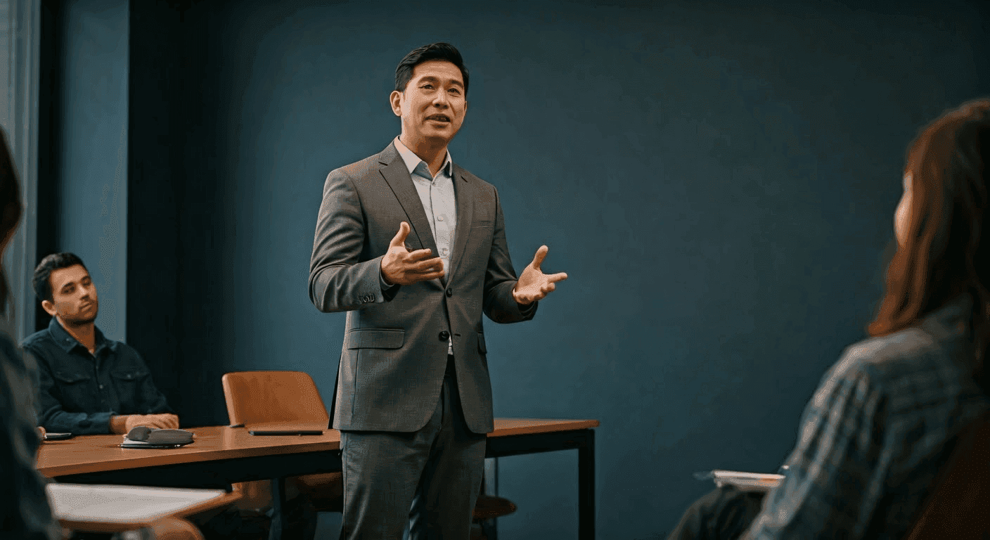Leader speaking to a nonprofit team.